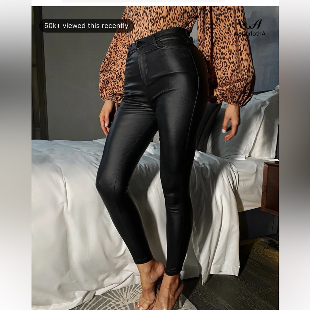Black faux leather pants -skinny- barely worn
